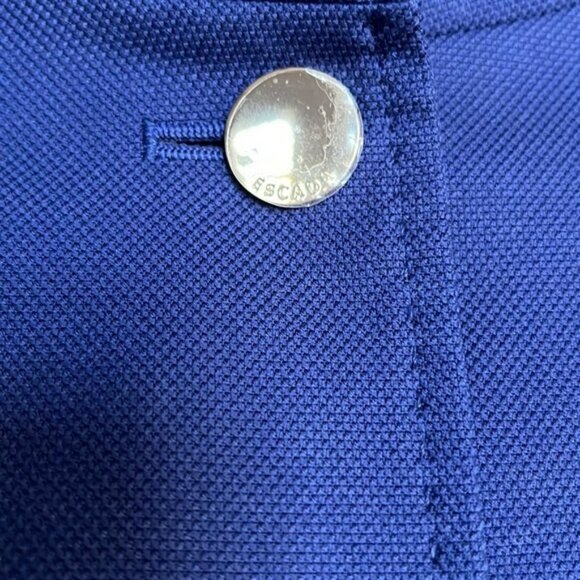 Escada Indigo Blue Coat Jacket with Golden Buttons Front Pockets Size L - Picture 9 of 15